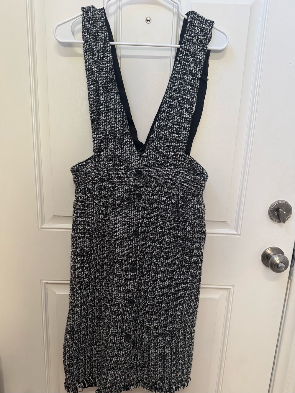 Paper Crane Black & White Tweed Pinafore Dress